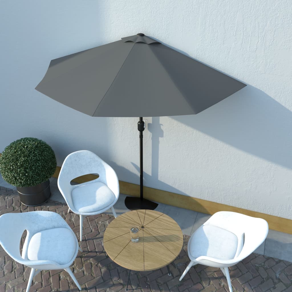 NNEVL Balcony Parasol with Aluminium Pole Anthracite 270x135 cm Half-0